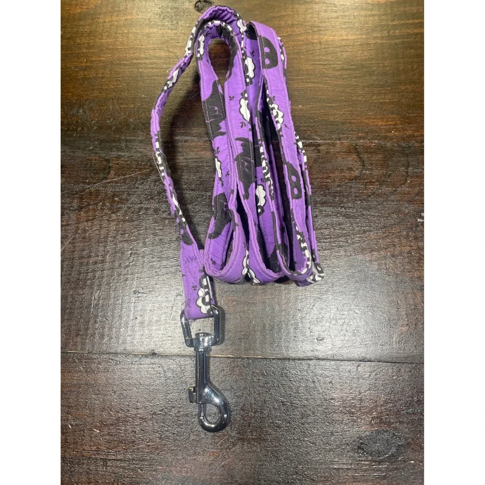 Purple Doggie Design To Cute To Spook Dog Leash Halloween Black Cat Bats Pattern
